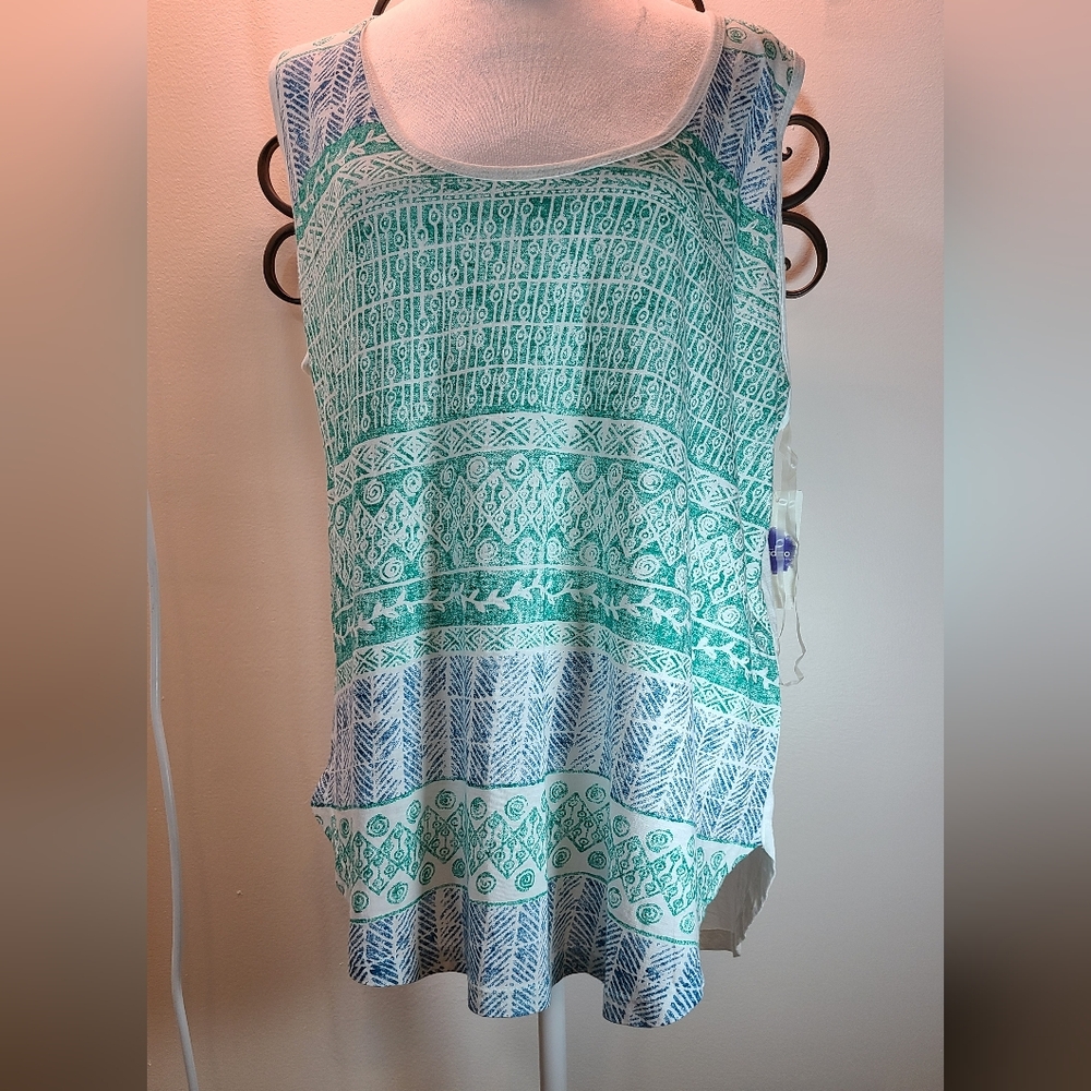 25-3-364 Indigo Green and Blue Patterned Tank Top Size XL